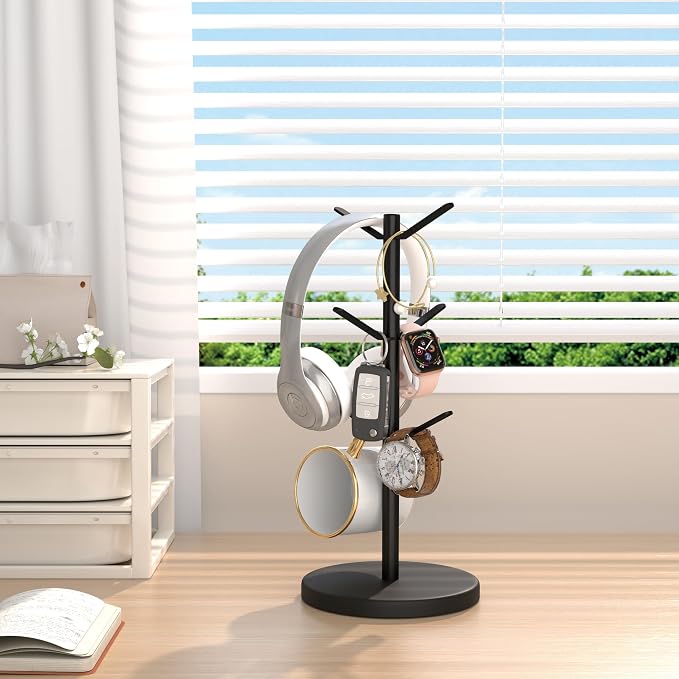 Coffee Mug Tree Holder Countertop, Non-Slip Walnut Wood Mug Rack - Image 7