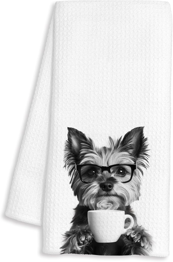 Funny Yorkshire Terrier Coffee Kitchen Towels, Yorkshire Terrier Gifts by Unknown