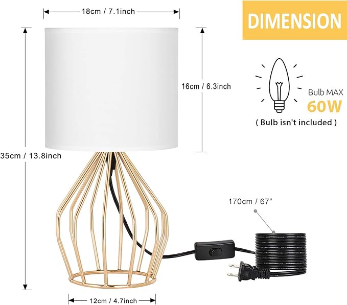 HAITRAL Gold Table Lamp - Image 4