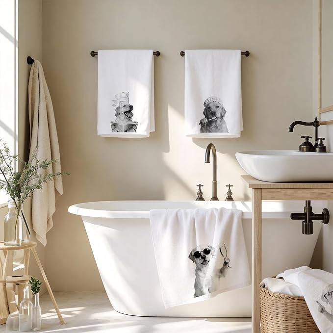 Funny Yellow Labrador Kitchen Towels Set of 4 - Image 7