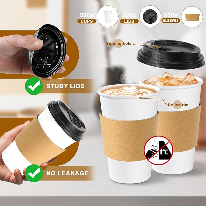 Lamosi 50 Pack 12 oz Disposable Coffee Cups - Image 2