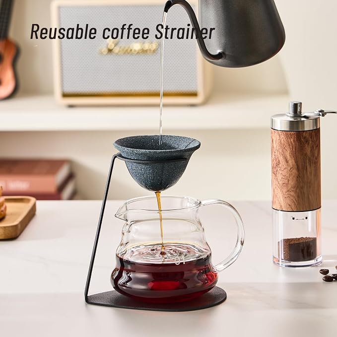 Baalaka Pour Over Coffee Dripper Set, Reusable Ceramics Coffee Filter, - Image 2