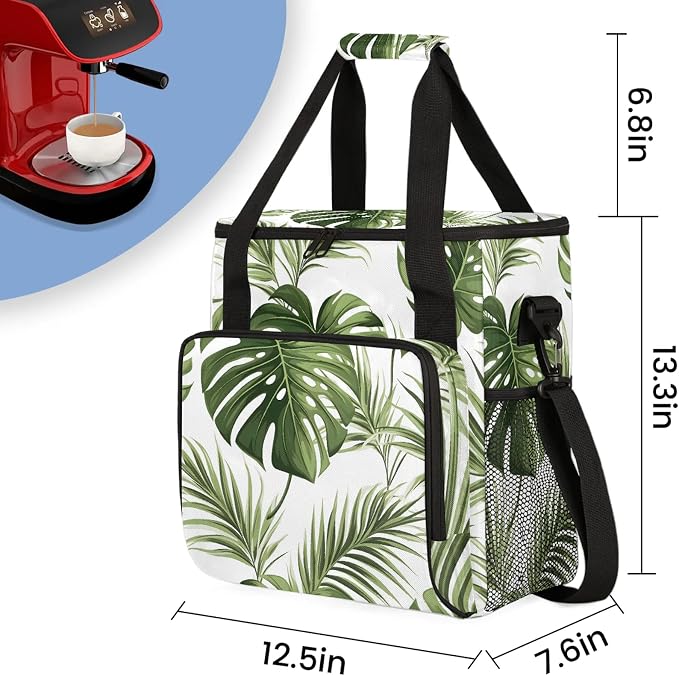 Tropical Plant Palm Leaves Coffee Maker Carring Bag, Large Insulated Storage - Image 2