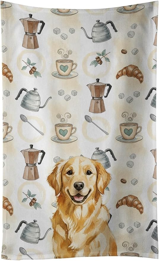 Caroline's Treasures Golden Retriever Coffee Bar Kitchen Towel Velour Plush by CarolinesTreasures