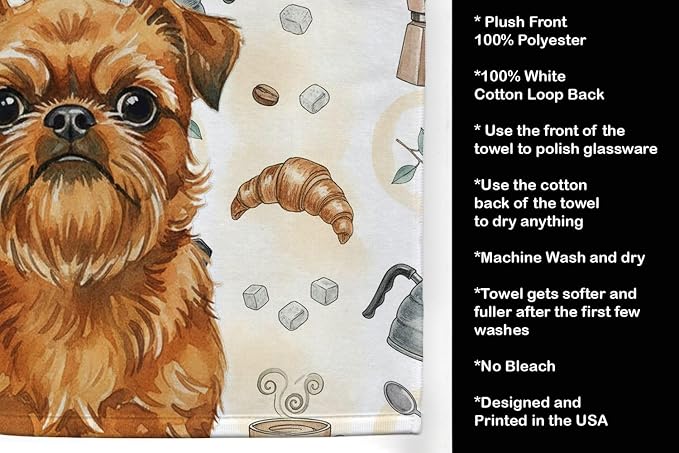 Caroline's Treasures Belge Brussels Griffon Coffee Bar Kitchen Towel Velour - Image 4