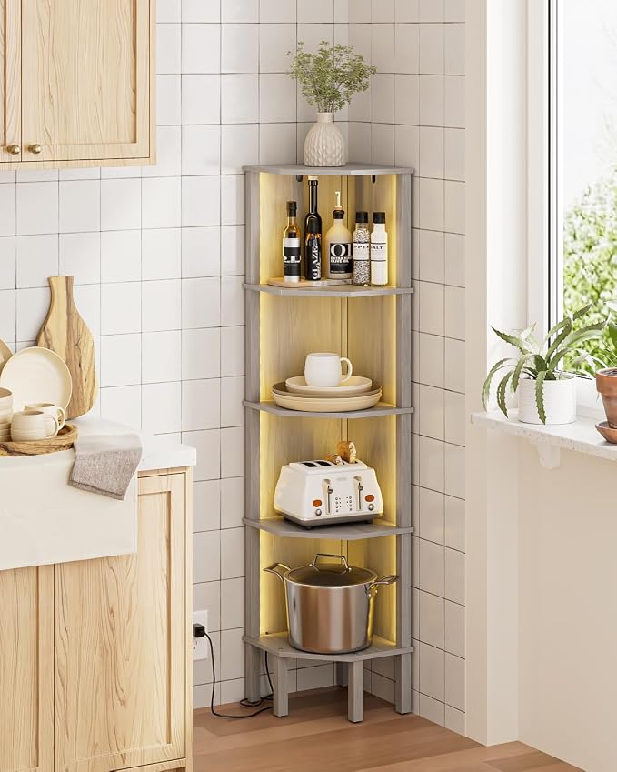Corner Shelf Stand, 5 Tier Corner Bookshelf, Corner Furniture - Image 8