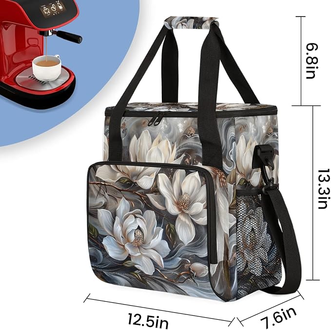 Magnolia Vintage Flowers Coffee Maker Carring Bag, Large Insulated Storage - Image 2
