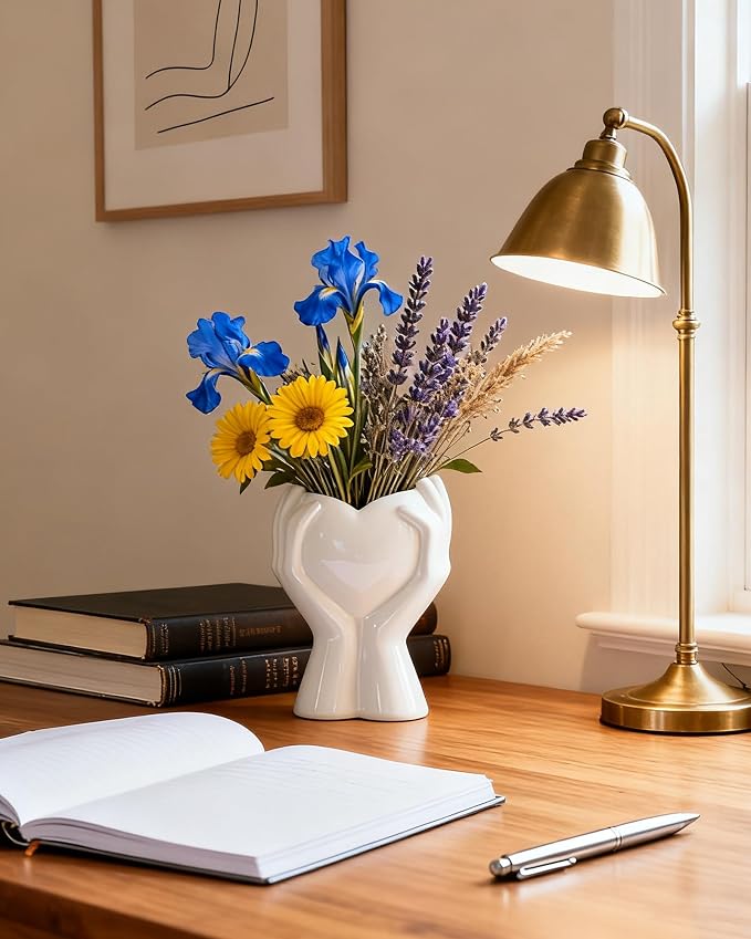 A Heart Held in Two Hands White Vases - Image 9