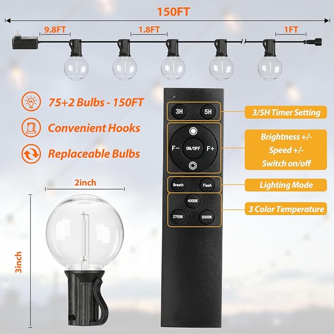 150FT LED Outdoor String Lights - Image 6