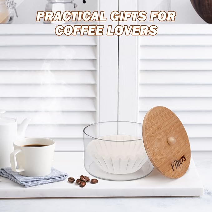 Coffee Filter Holder with Lid, Glass Coffee Filter Storage Container, Coffee - Image 2