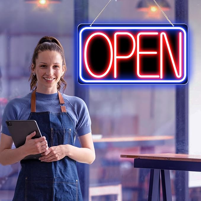 16.5" X 9" Led Neon Open Signs for Business Ultra Bright Plug In Electric Light - Image 6
