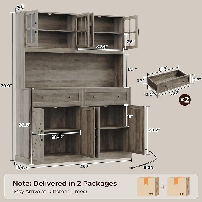 PRAISUN 71''H x 55.1''W Pantry Cabinet - Image 3