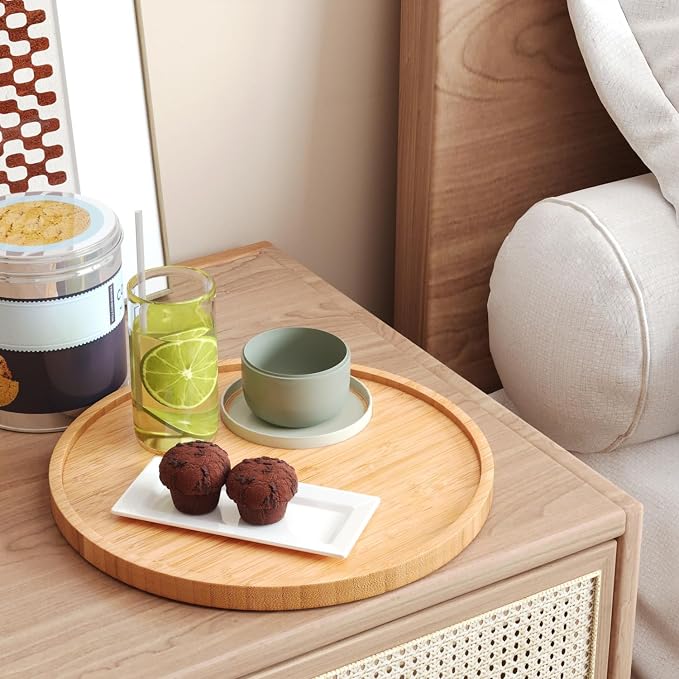 VERTORGAN Bamboo Serving Tray, 9.8 Inch Decorative Trays Platter - Image 2