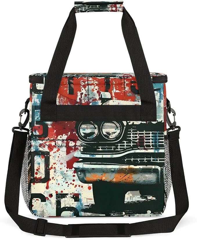 Car Vintage Retro Coffee Maker Carring Bag, Large Insulated Storage Organizer - Image 5
