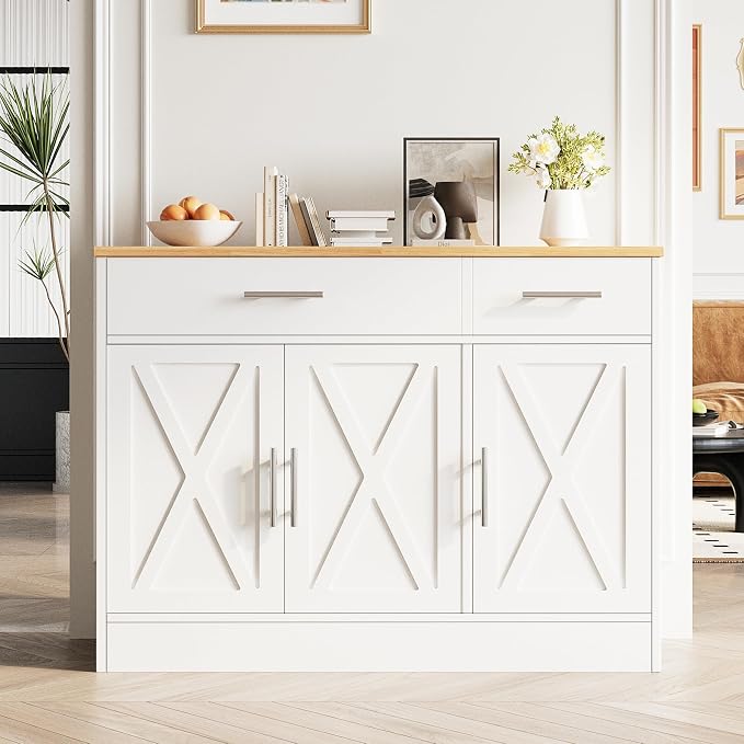 Vongrasig 43” Coffee Bar Cabinet, Farmhouse Buffet Cabinet - Image 3