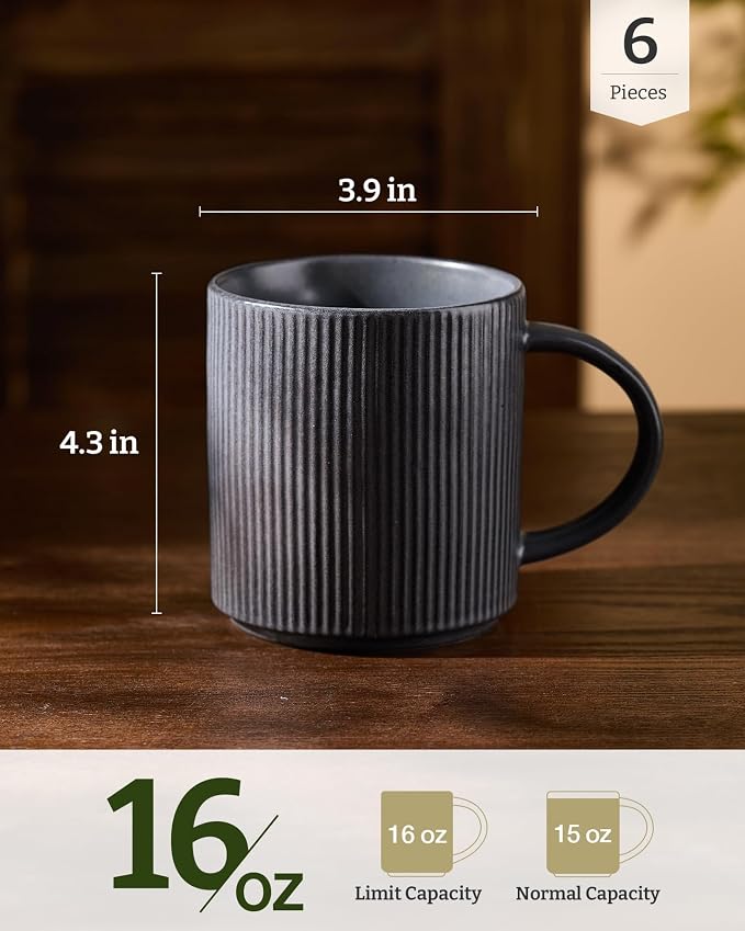 famiware Coffee Mug Set for 6, Star 16 oz Catering Mugs Cup Set - Image 4