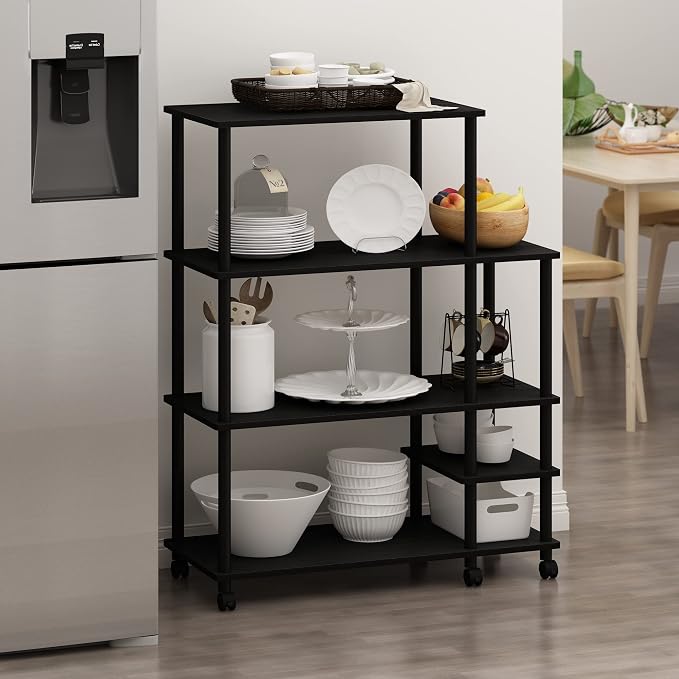 Furinno Turn-N-Tube Kitchen Shelf Cart, Americano/Black - Image 3