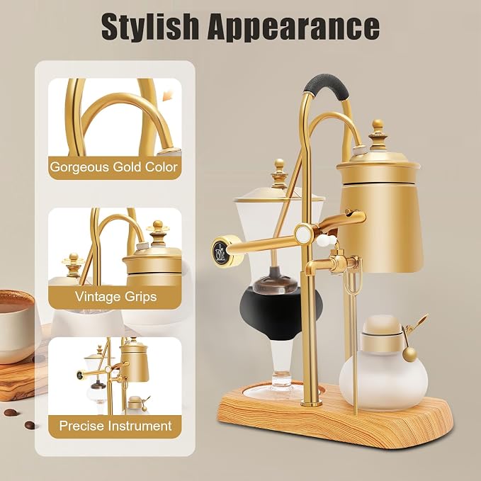 Siphon Coffee Maker, 400 Ml/15 Oz Syphon Coffee Brewer Belgium Luxury Royal - Image 5