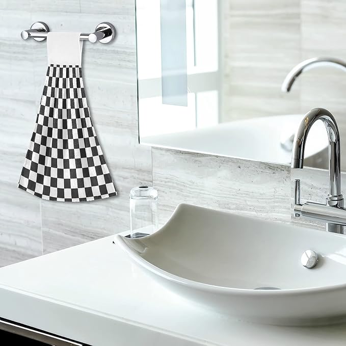 Dussdil Black White Checkered Kitchen Hanging Towel 14 x 18.2 Inch Plaid - Image 7