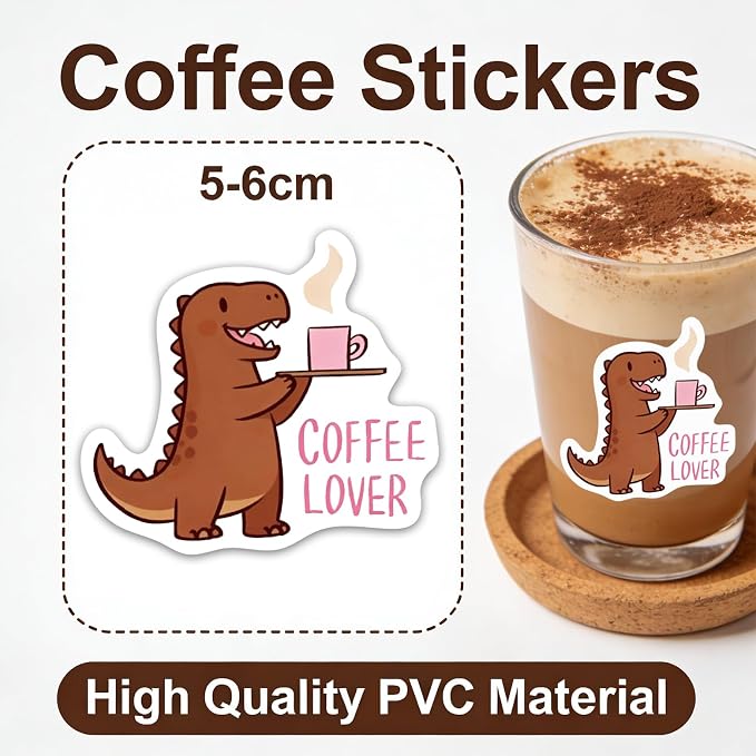 100 Pieces Funny Coffee Stickers -Vinyl Coffee Bottle Sticker - Image 9