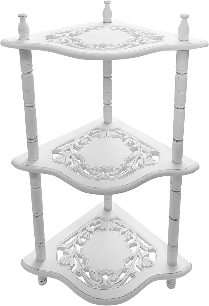 Antique White Corner Bookshelf by TheWoodenTown