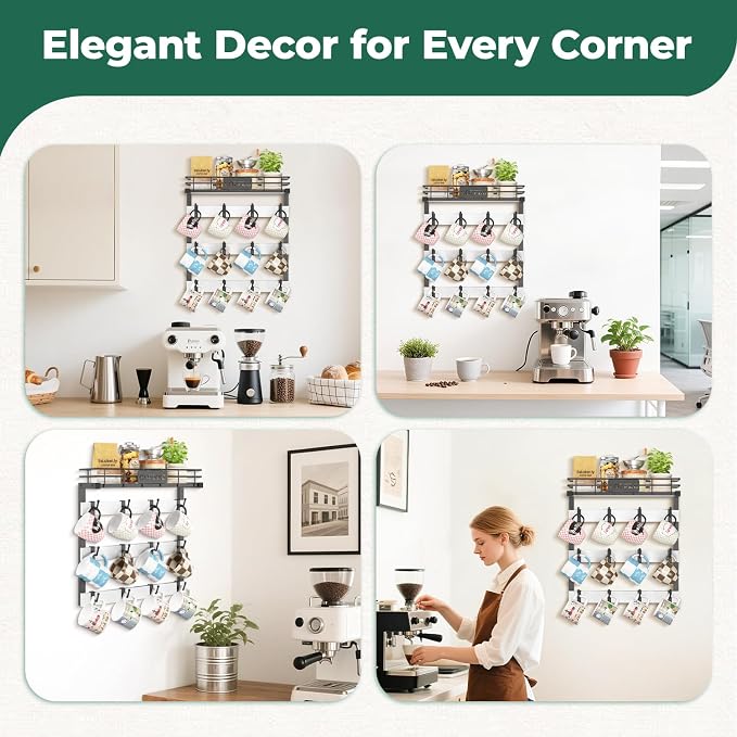EsLuker.ly Coffee Mug Holder Wall Mounted Display Rack, Metal Cup Hanger - Image 9