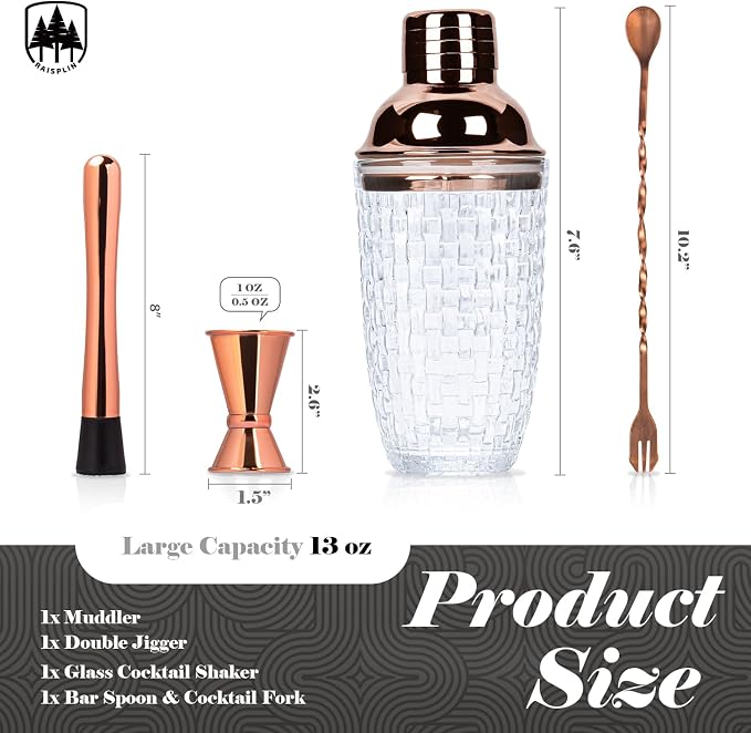 4 Pcs Glass Cocktail Shaker Set - Image 3