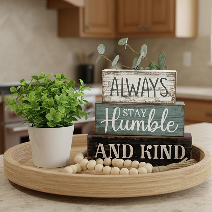 Lineshading 4 Pcs Inspirational Farmhouse Table Decor Always Stay Humble and - Image 8