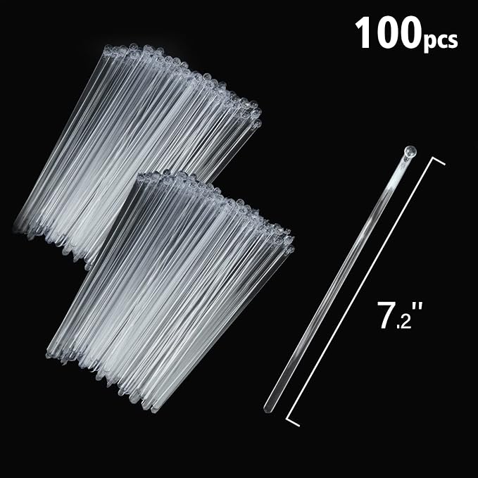 hapray 100-PCS Clear Plastic Swizzle Sticks, Crystal Cake Pops, Cocktail Coffee - Image 6