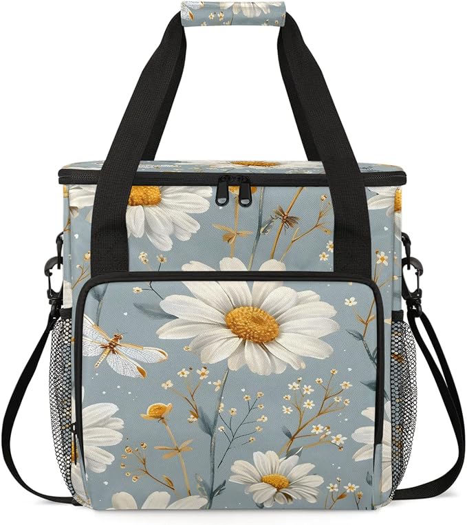 Daisy Floral Coffee Maker Carring Bag, Large Insulated Storage Organizer Case by Home