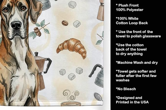 Caroline's Treasures Brindle Great Dane Coffee Bar Kitchen Towel Velour Plush - Image 4