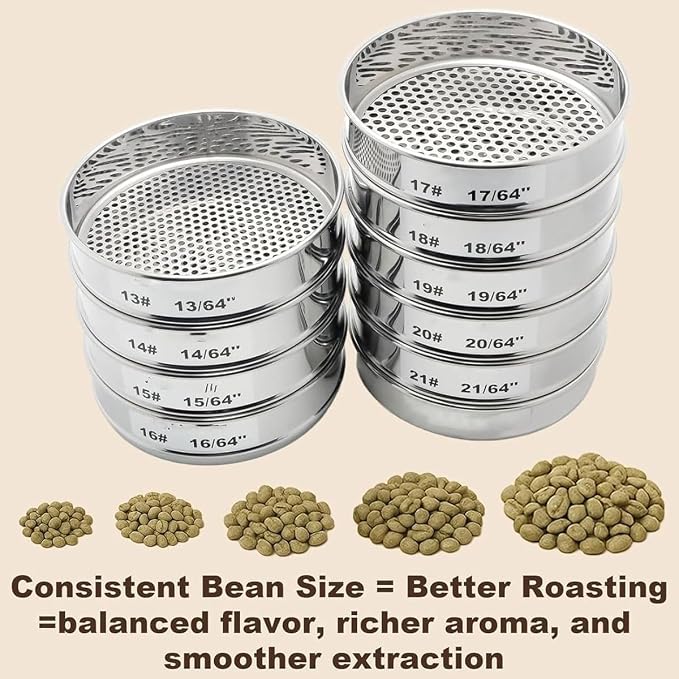 Coffee Bean Grading Sieve Set, Coffee Green Bean Stainless Steel Screen w/10 - Image 3