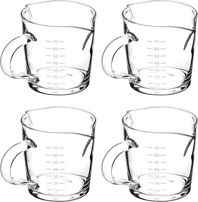 QWORK Espresso Shot Glass with Handle, 4 Pack 3-Ounce Double Spout Glass - Image 7