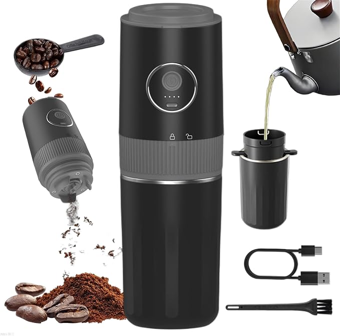 Portable Electric Coffee Grinder and Brewing Kit, Conical Burr Mini Grinder by Unknown