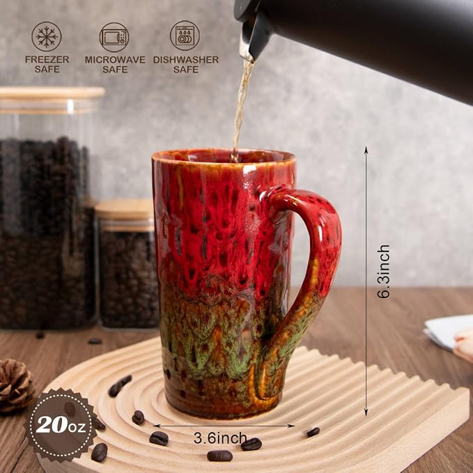 20oz Porcelain Coffee Mugs Set of 4, Large Tall Coffee Mugs - Image 5