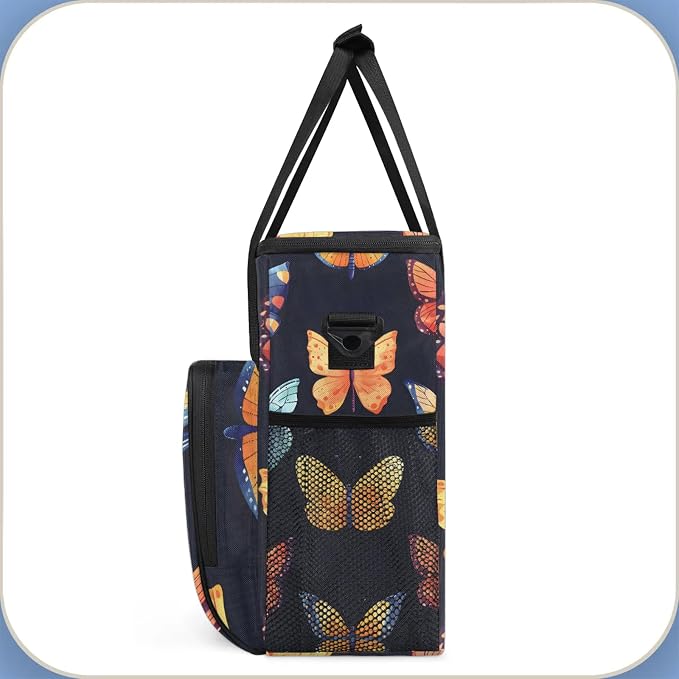 Butterflies Coffee Maker Carring Bag, Large Insulated Storage Organizer Case - Image 4