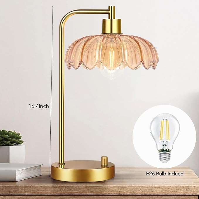 ILLMTW Glass Table Lamp Set of 2, Small Gold Bedside Lamps Dimmable Boho - Image 6