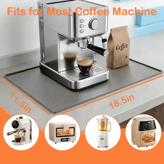 Coffee Machine Mat, 11.5x18.5 Inch Silicone Coffee Maker Mat - Image 3