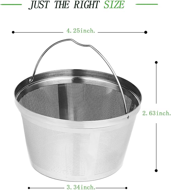 Stainless Steel Reusable Coffee Filters Basket 8 12 Cup Sturdy Permanent Coffee - Image 3