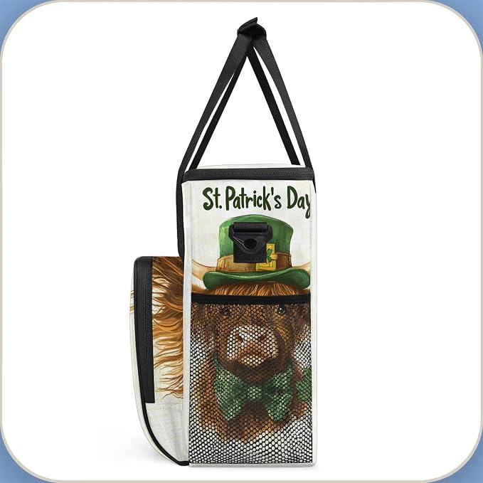 Highland Cow St. Patrick's Day Coffee Maker Carring Bag, Large Insulated - Image 4