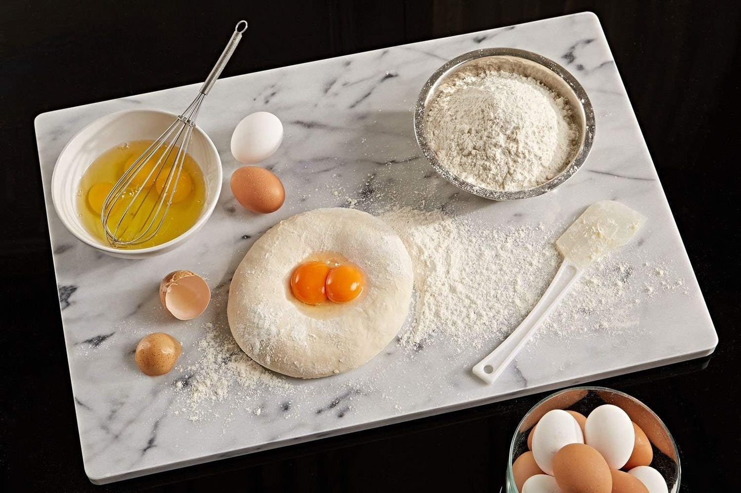 JEmarble Pastry Board 8x12 inch with Non-Slip Rubber Feets for Stability Perfect for Keep the Dough Cool and Chocolate Tempering(Premium Quality) White