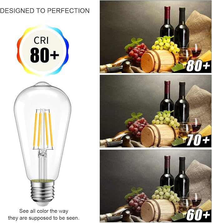 LVWIT 6 Pack Vintage LED Edison Bulbs 75W Equivalent 11W 1100LM Dimmable ST64 - Image 6