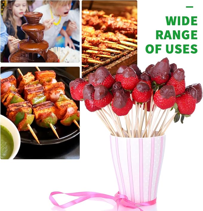 10 inch Bamboo Skewers, Premium Wooden Skewers without Splinters, Skewers - Image 6