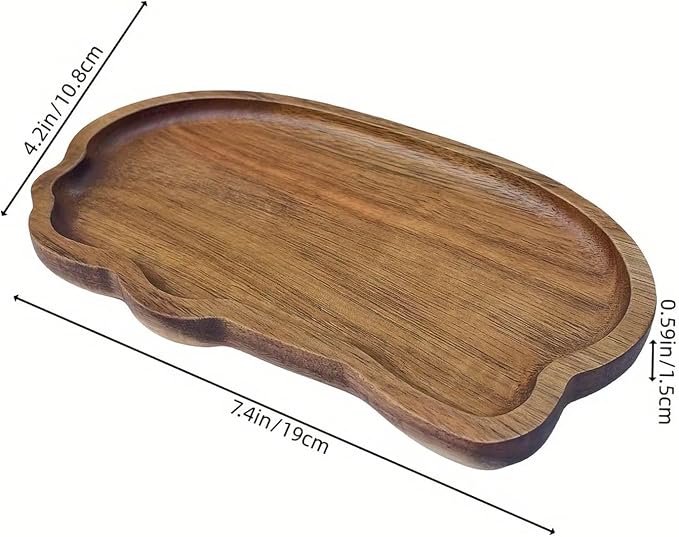 Minimalist Tea Tray with Cup Grooves, Handcrafted Wood Snack Plate - Image 5