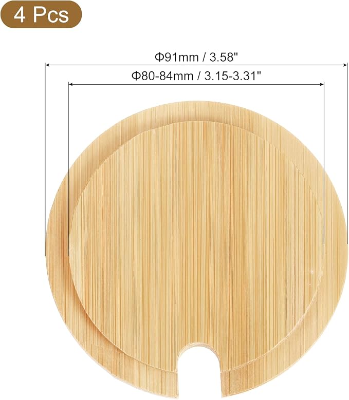uxcell 4Pcs Bamboo Cup Lid - Image 2