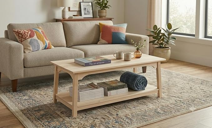 Peaceful Classics Rustic Wood Shaker Coffee Table Amish Furniture, 2 Tier - Image 2