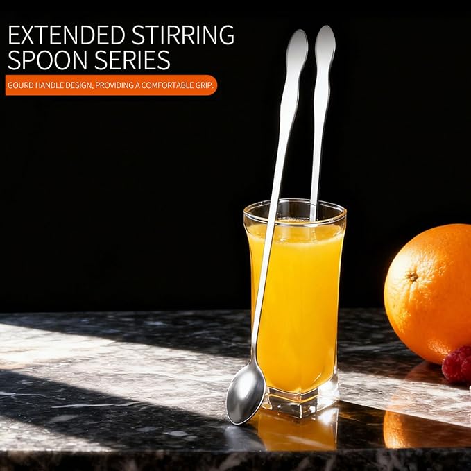 2 PCS Long Coffee Spoons, 7.8 Inch Coffee Stirrers, Ice Tea Spoons, Stainless - Image 5