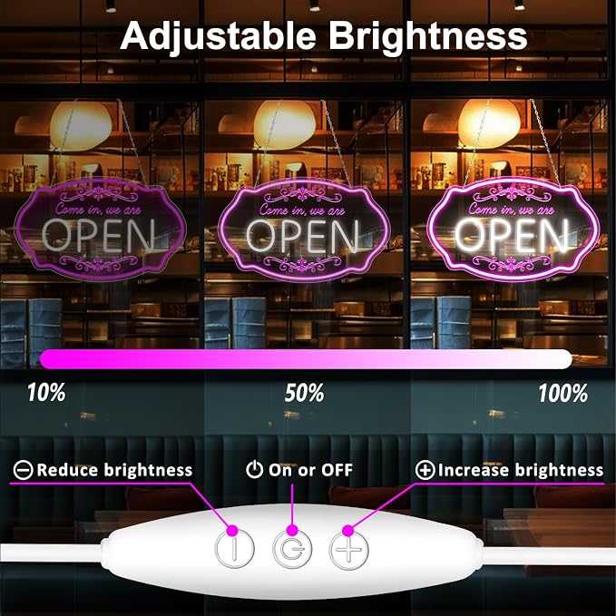 LED Neon Open Sign for Business, 16.5x10'' Come in We’re Open Sign, Wall Decor - Image 3
