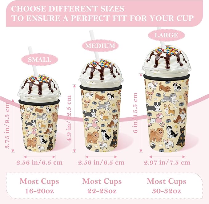 3 Pack Reusable Insulated Neoprene Iced Coffee Cup Sleeve, Durable Drink Sleeve - Image 3