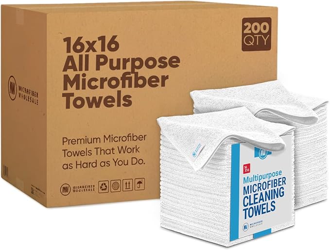 Microfiber Wholesale Bulk 16" x 16" All Purpose Towels Case Quantity | Large | by MicrofiberWholesale
